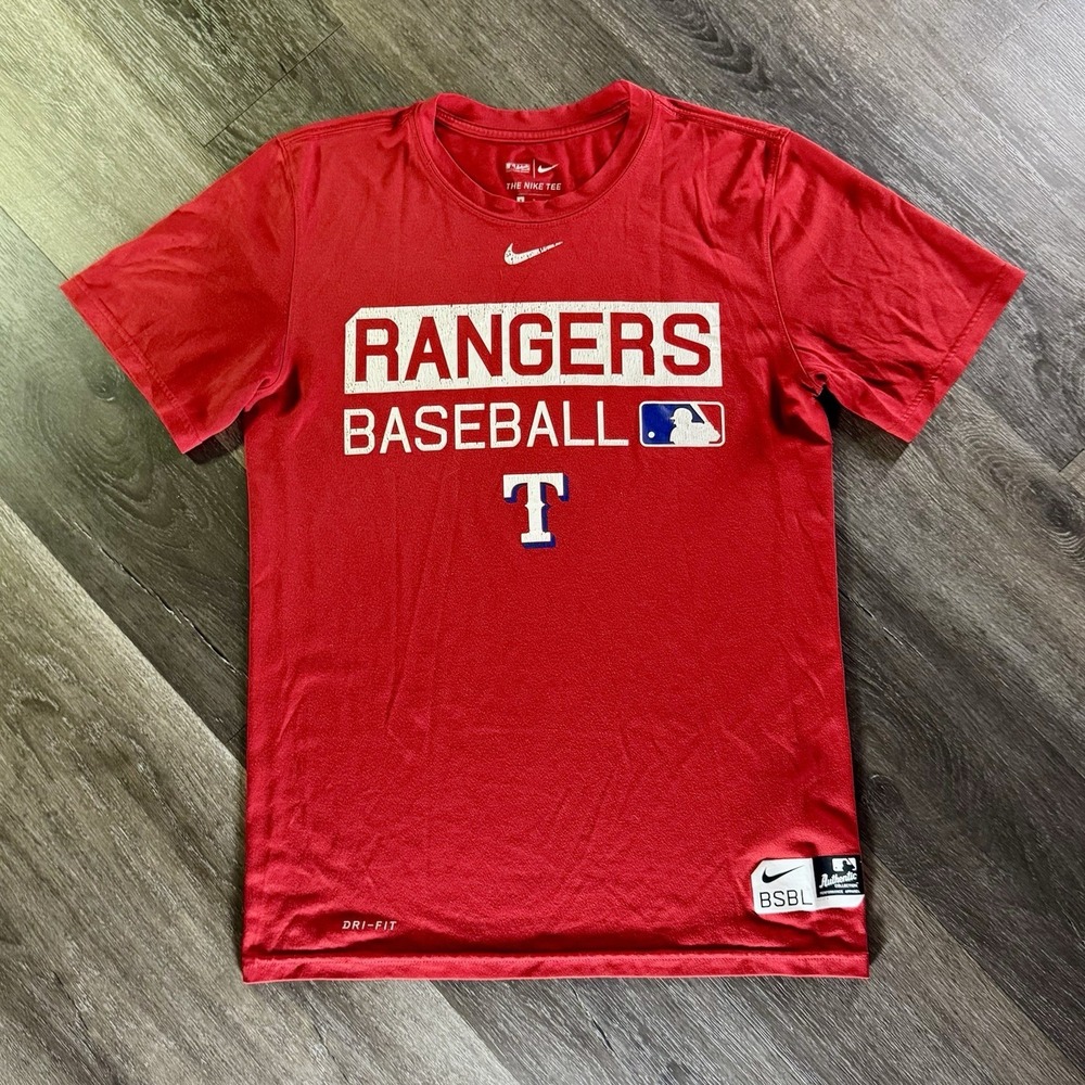 Texas Rangers‎ Baseball T Shirt Nike BSBL Dri-Fit Red Short Sleeve Men Small